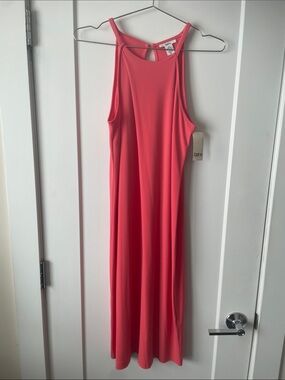 Bar III Coral Midi High-Neck Dress